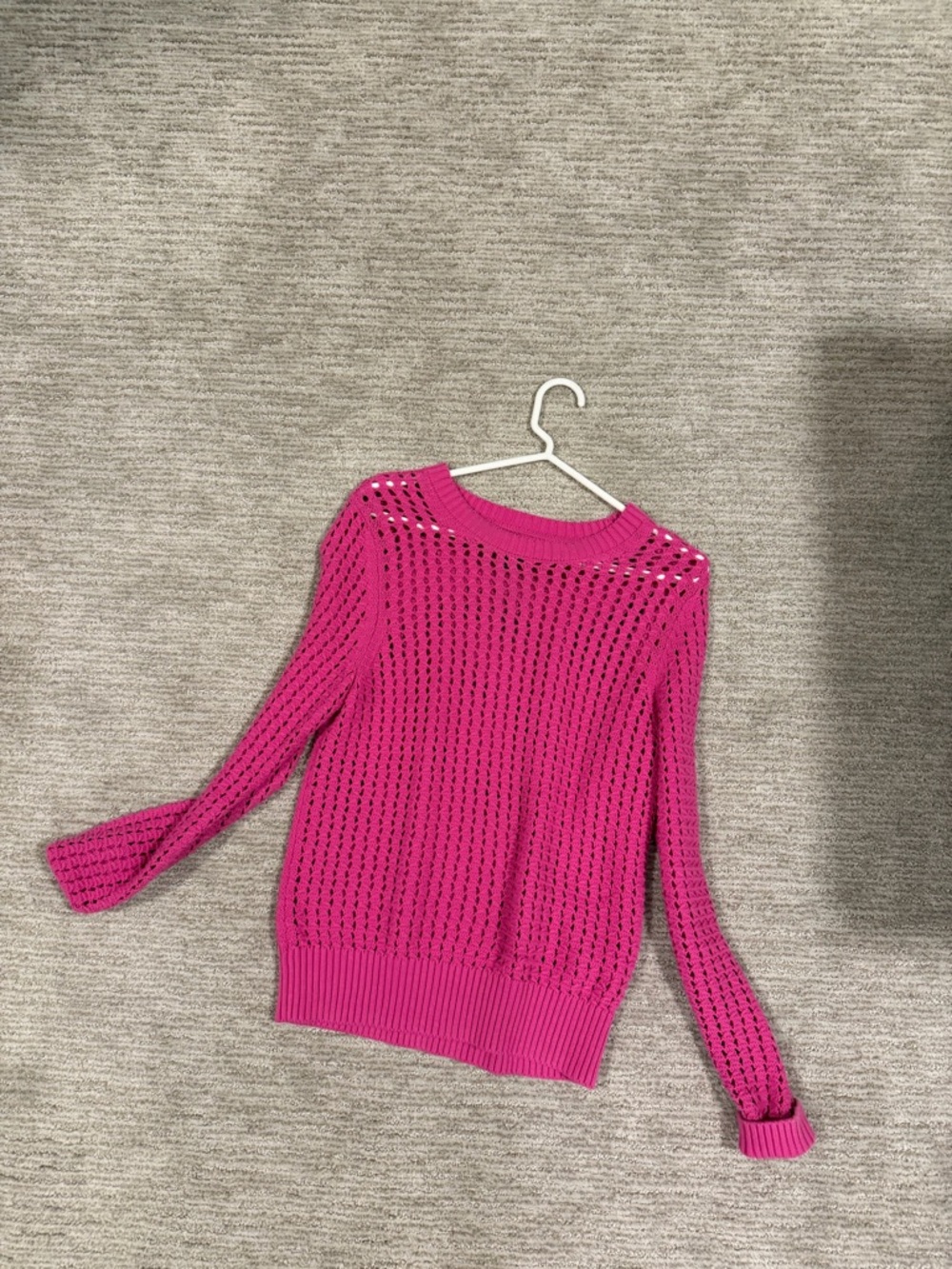 Gap Women’s Open-Knit Crewneck Sweater - Hot Pink